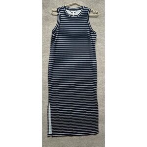 Spanx Air Essentials Maxi Shift Dress Women M Blue White Stripe Sleeveless EUC